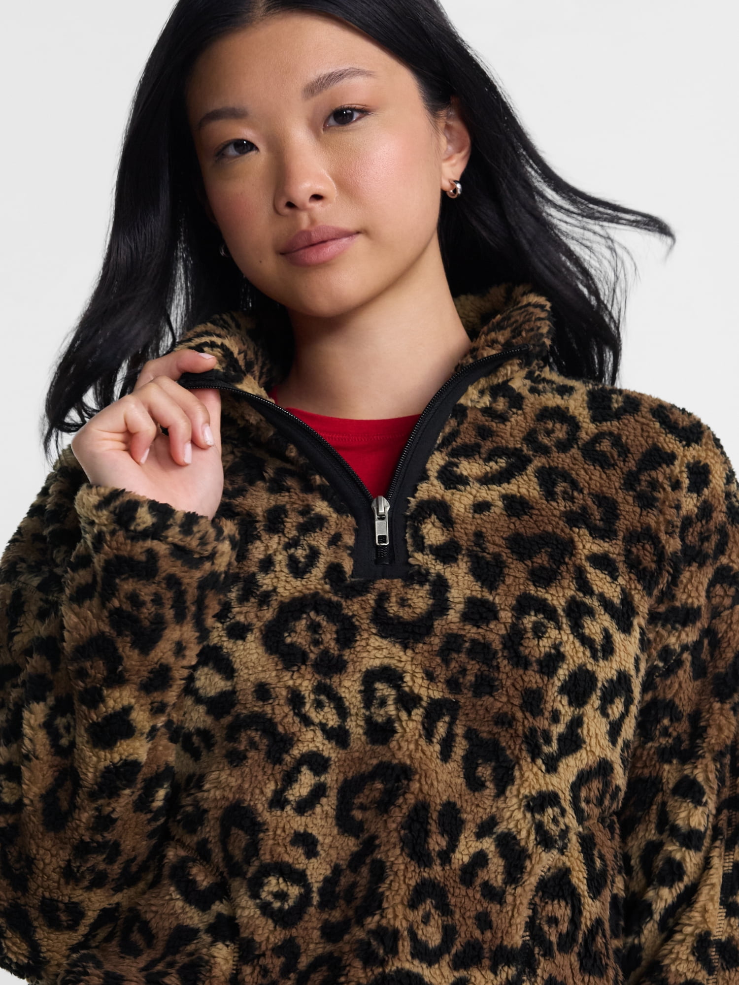 No Boundaries Faux Shearling Plush Pullover, Women's & Women’s Plus XXS-4X
