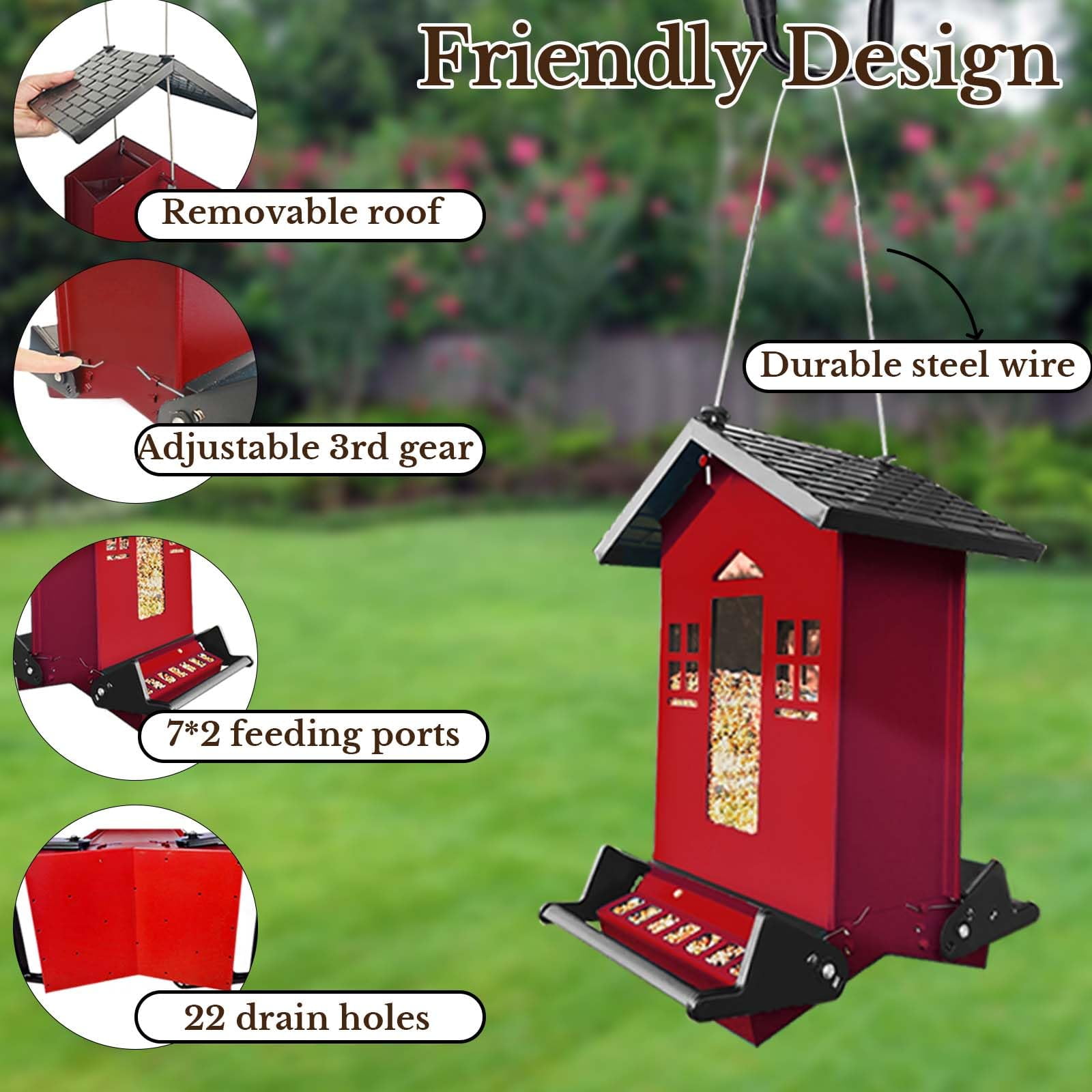 Squirrel Proof Metal Bird Feeder, Blue, 6 Lbs Capacity