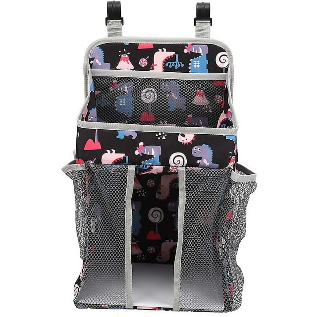 Hanging Crib Storage Bag, Baby Diaper Organizer Bag, Large Capacity, Black, 43 x 25