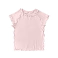 thumbnail image 4 of SNKSDGM Baby Girls' Ruffle Trim Short Sleeve Top, Solid Color Lettuce Edge Basic Tee Comfortable Fit Cropped for Summer & Year-Round Layering Pink 6-9 Months, 4 of 5