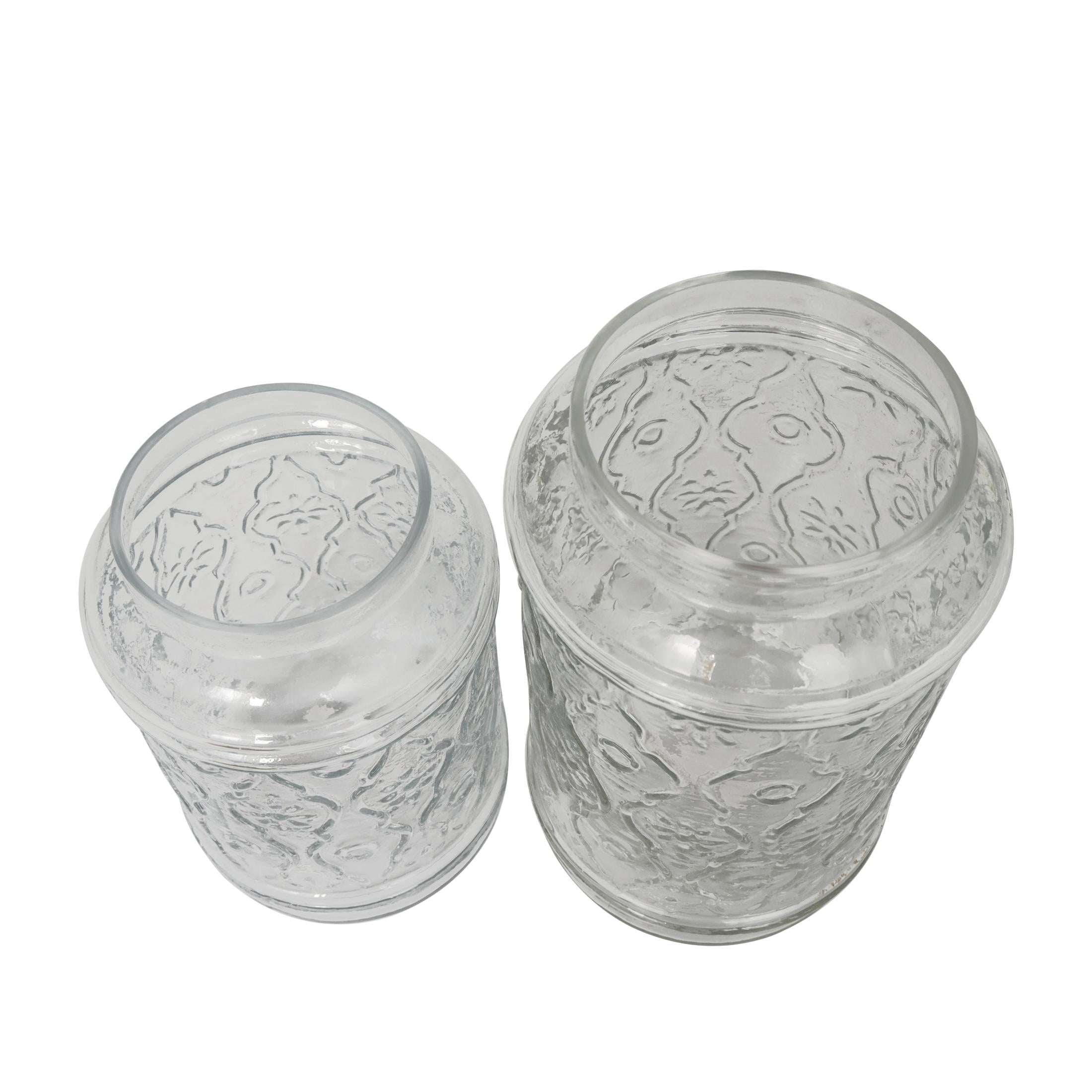 DecMode 9", 8"H Clear Glass Floral Decorative Jars with Brown Wooden Lids and Antique Style Knobs, 2-Pieces