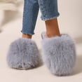 thumbnail image 7 of Womens Fuzzy Slipper Big Faux Fur Soft Fashion Non Slip Comfortable House Shoes Comfy Gift Gray 7.5-8.5, 7 of 7