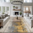 thumbnail image 3 of Area Rug for Living Room, Yellow Grey Abstract Non-Slip Indoor Ex Large Carpet for Bedroom/Dining Room, Gradient Geometric Graffiti Retro Wooden Washable Low-Profile Floor Runner Rugs - 8 x 10 Ft, 3 of 8
