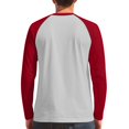 thumbnail image 4 of WTOBBY Men's Round Neck Color Block Raglan Long Sleeve T-Shirt Top Contrast Casual Shirt for Everyday Wear and Stylish Outfits,Red L, 4 of 6