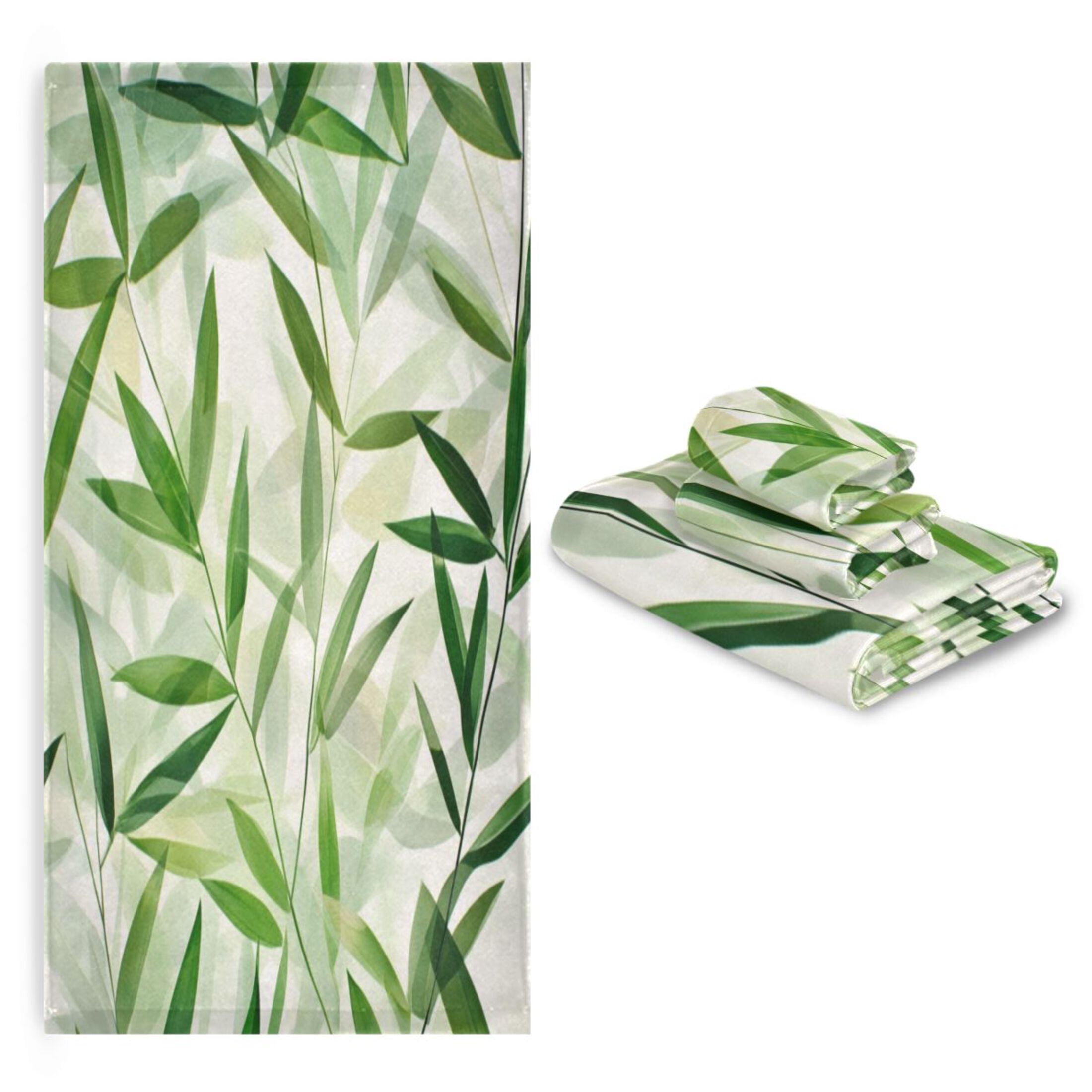 Three-Piece Towel Set Face Towel Towel Set Hand Towel Bath Towel Cotton Bath Towels Bath Towel Sets Hand Bath Towels Green Bamboo Leaves