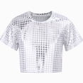 thumbnail image 2 of Baby Girl Clothes Sequin Glitter Short Sleeve Top Toddler Girl Summer Clothes Party Dance Silver 18-24 Months, 2 of 3