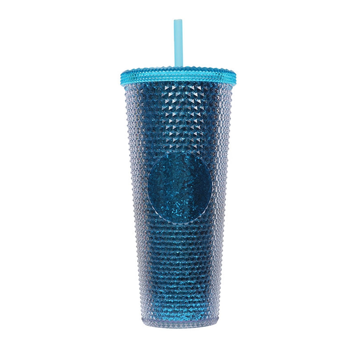 IMMEKEY 24oz Studded Tumbler with Straw, Double Walled Iridescent