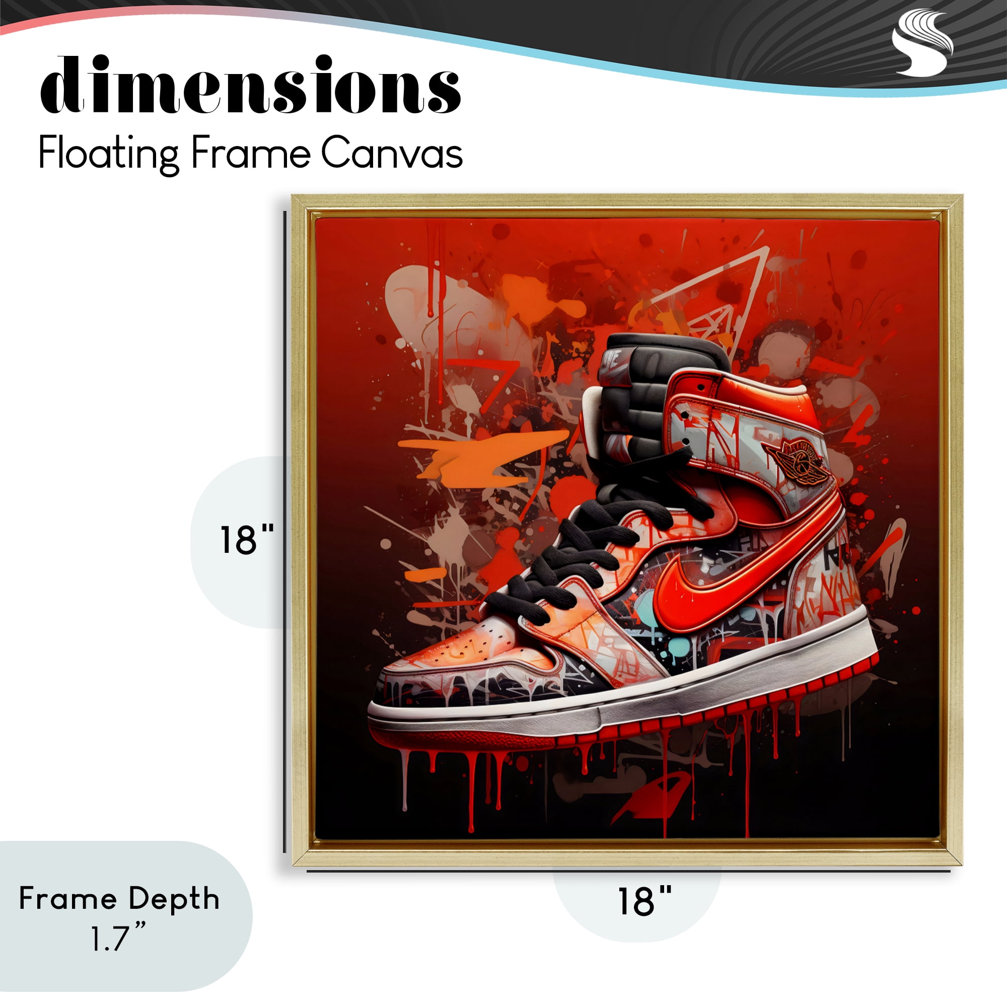 Stupell Industries Shades Of Red Sneaker Gold Framed Floater Canvas Wall Art, design by Creative Studio