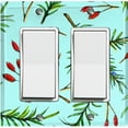 thumbnail image 1 of Metal Light Switch Wall Plate Outlet Cover (Rosemary Leaf Teal Wallpaper - Double Rocker), 1 of 2