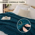 thumbnail image 3 of Chunky Knit Blanket Throw: 80''x90'' Chenille Chunky Knitted Throw Blankets for Bed Couch - Handmade Thick Big Cable Knit Blanket - Large Crochet Rope Blankets for Home Decor(Blue), 3 of 7