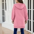 thumbnail image 6 of Lenpel Girls' Oversized Hoodies Casual Long Sleeve Zip up Hooded Tunic Sweatshirts Fleece Outwear Jackets with Pockets(Pink,13-14 Years), 6 of 7