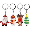 thumbnail image 1 of Christmas key chain, PVC lanyard Santa Claus Christmas tree reindeer snowman key ring Christmas decoration key decoration (multicolour 4pcs), 1 of 5