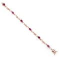 thumbnail image 2 of 18K Rose Gold Plated Silver Red Created Ruby and Pink Created Sapphire and Round White Lab Grown Diamond Tennis Bracelet for Women (3.04 Cttw, Gemstone Birthstone, Oval 6X4MM, 7.25 inches), 2 of 4