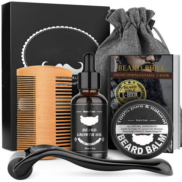 Men's Beard Care Set - Beard Growth Oil + Double-Sided Comb + Balm - Multiple Specifications Available (5PCS)