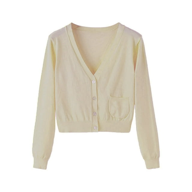 Mgmyaa Women's Cardigan Long Sleeve Knit Short Jacket Sweaters