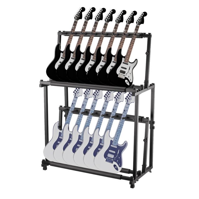 TROPOW Multi Guitar Stand – 14 Holder Folding Double-Layer Adjustable Display Rack
