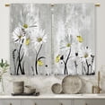 thumbnail image 5 of Farmhouse Flower Kitchen Curtains Grey Rustic Daisy Floral Small Short Cafe Window Curtains Country Vintage Butterfly Rod Pocket Bathroom Window Drapes Treatment Tier Curtains (27.5x36 Inch), 5 of 6