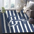 thumbnail image 5 of Area Rugs Indoor Non-Slip Rectangle Rug 4x6 Ft Navy Anchor Nautical Vintage Blue White Stripes Rug Rubber Backing Floor Mats Non Shedding Home Decor Carpet for Entryway Living Room, 5 of 8