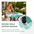 thumbnail image 4 of Round Outdoor Tablecloth with Umbrella Hole and Zipper, Green Geometric Tablecloth with Elastic Waterproof, Watercolor Ombre Modern Abstract Art Patio Table Covers for 55" - 60" Picnic Pool Tables, 4 of 9