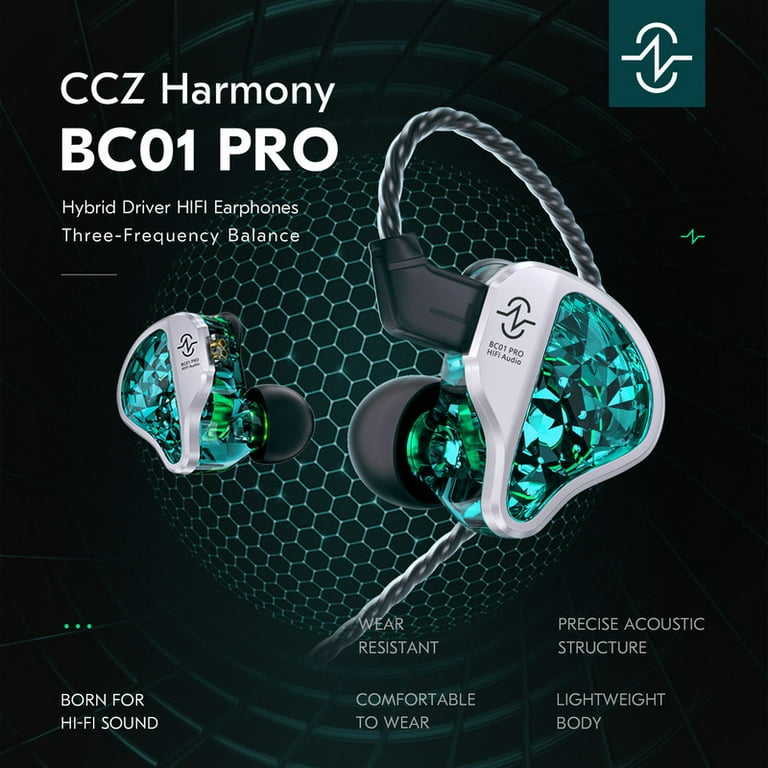 CCZ BC01 Pro in Ear Monitor Headphones,1DD+1BA Zinc Alloy Cover