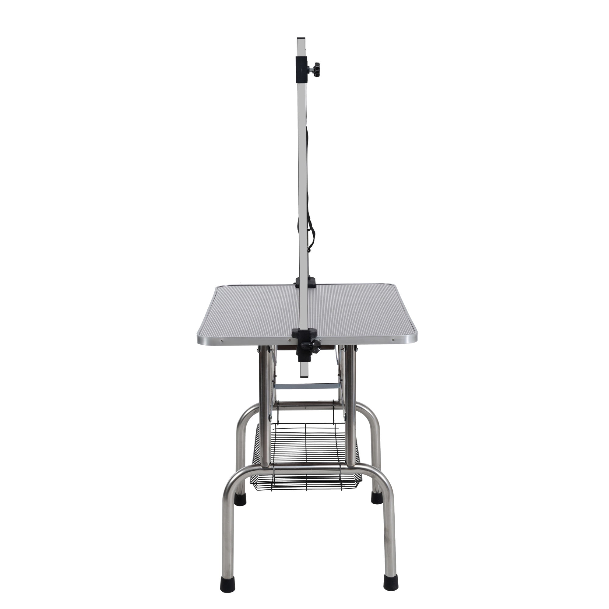 Leumius 42" Folding Pet Grooming Table with Adjustable Arm and Clamps Stainless Steel Frame for Dog and Cat Large Heavy Duty Animal Gray