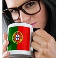 thumbnail image 2 of 3dRose, Flag of Portugal - Portuguese red and green with coat of arms shield - supporter fan country world, 11oz Two-Tone Black Mug, 2 of 7