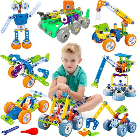 MOONTOY 11 in 1 Building Blocks STEM Toys for 4 5 6 7 8+ Year Old Boys Erector Sets Kits Building Toys for Kids Age 4-8 6-8 5-7 8-10 Creative Learning Game Engineering Stem Projects Activities Gift