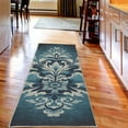 thumbnail image 3 of Ambesonne Damask Decorative Rug Carpet, Classic Rococo Style Leaves, 2' 5" x 7' 5", Sea Blue Dark Purple Grey, 3 of 3