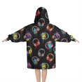 thumbnail image 2 of Colorful Headphones Games Icons Black Pattern Blanket Hoodies for Kids 6-13YR Oversize Wearable Blanket Hoodies for Boys Girls Teens, 2 of 7