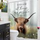 thumbnail image 4 of Cortina de ducha con versículo bíblico de Highland Cow, estilo granja, toro occidental, bosque brumoso, palabras inspiradoras, flores silvestres, citas cristianas, 60 x 72 pulgadas, accesorios de, 4 of 4