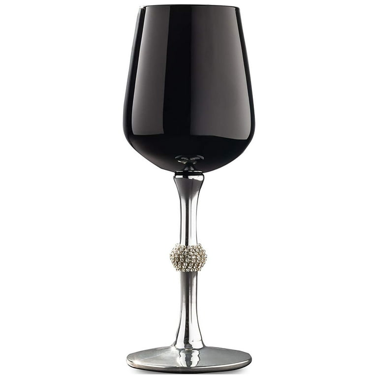 Vikko Dcor Black and Silver Wine Glasses: 11 Oz Wine Tasting Glass