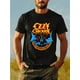 thumbnail image 1 of Men'S Cotton T-Shirt, Casual Crew Neck Short Sleeve Top with Slight Stretch, 100% Cotton Knit Fabric, 220g/m2, for Hiking & Outdoor, Weekend Sports - Black with Patterned Design, 1 of 6