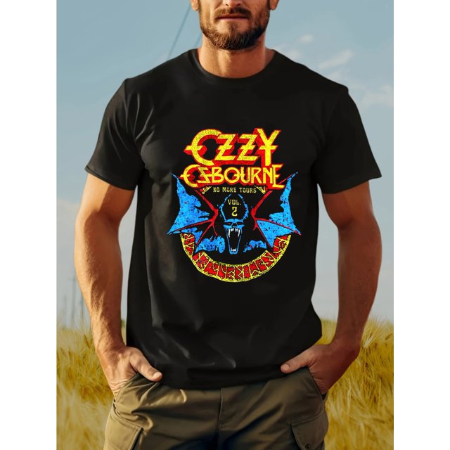 Men'S Cotton T-Shirt, Casual Crew Neck Short Sleeve Top with Slight Stretch, 100% Cotton Knit Fabric, 220g/m², for Hiking & Outdoor, Weekend Sports - Black with Patterned Design, Casual Sporty Tee