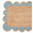 thumbnail image 2 of Rectangle Rug Natural Jute Rug Hand Braided Beige and Light Blue Border Color Rounding Line Area Rug, 2 of 5