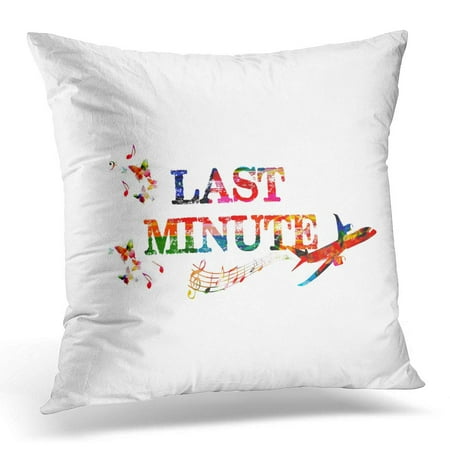 ECCOT Colorful Beach Last Minute Offer Travel and Tourism Inscription with Airplane Booking Pillowcase Pillow Cover Cushion Case 20x20 (Best Last Minute Hotel Booking App)
