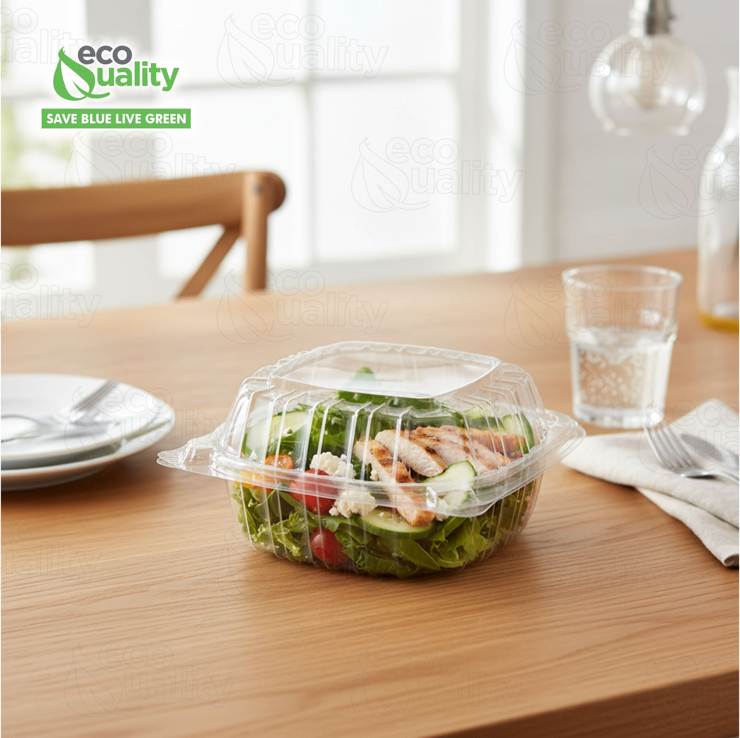 250 Pack] 6x6 Clear Plastic Clam Shell Take Out Food Container