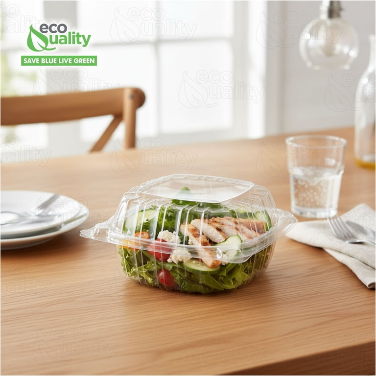 EcoQuality [50 Pack] 6x6 Clamshell To-Go Boxes, Recyclable