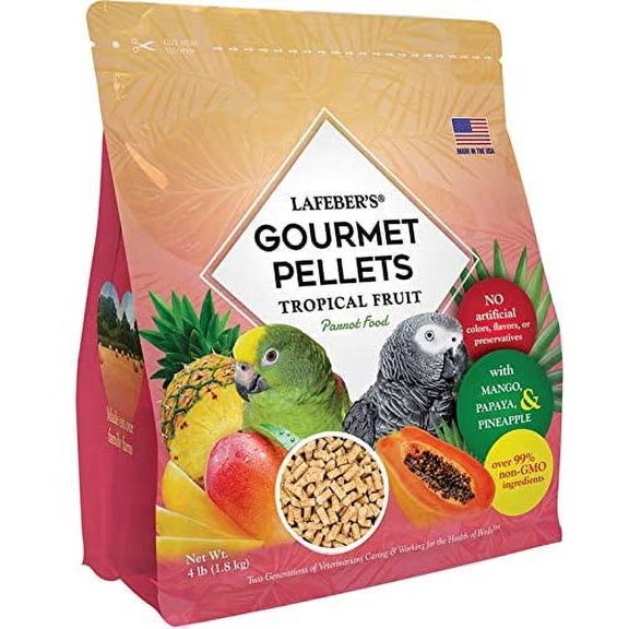 Lafeber's Gourmet Pellets Tropical Fruit For Parrots Nutritional Bird Food 4-Lbs