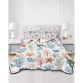 thumbnail image 2 of Full Size Quilt Bedding Set, Ocean Marine Creature Reversible Summer Quilt 3 Pieces, Watercolor Sea Turtle Starfish Coral Lightweight Bedspreads Coverlets with 2 Pillow Shams for All Seasons, 2 of 5