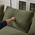 thumbnail image 5 of 108" Cloud Sectional Couch with Chaise Longue, Modern L Shaped Modular Sofa with Deep Seat, Comfy Corduroy Fluffy Couch with Wide Armrest, No Assembly Required Couch for Living Room, Green, 5 of 9