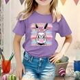 thumbnail image 2 of Toddler Girls Tops & T-Shirts Kids Easter Bunny Graphic Loose Fit Casual Short Sleeve Pullover Tee Shirts Streetwear,Purple,12-13 Years, 2 of 4