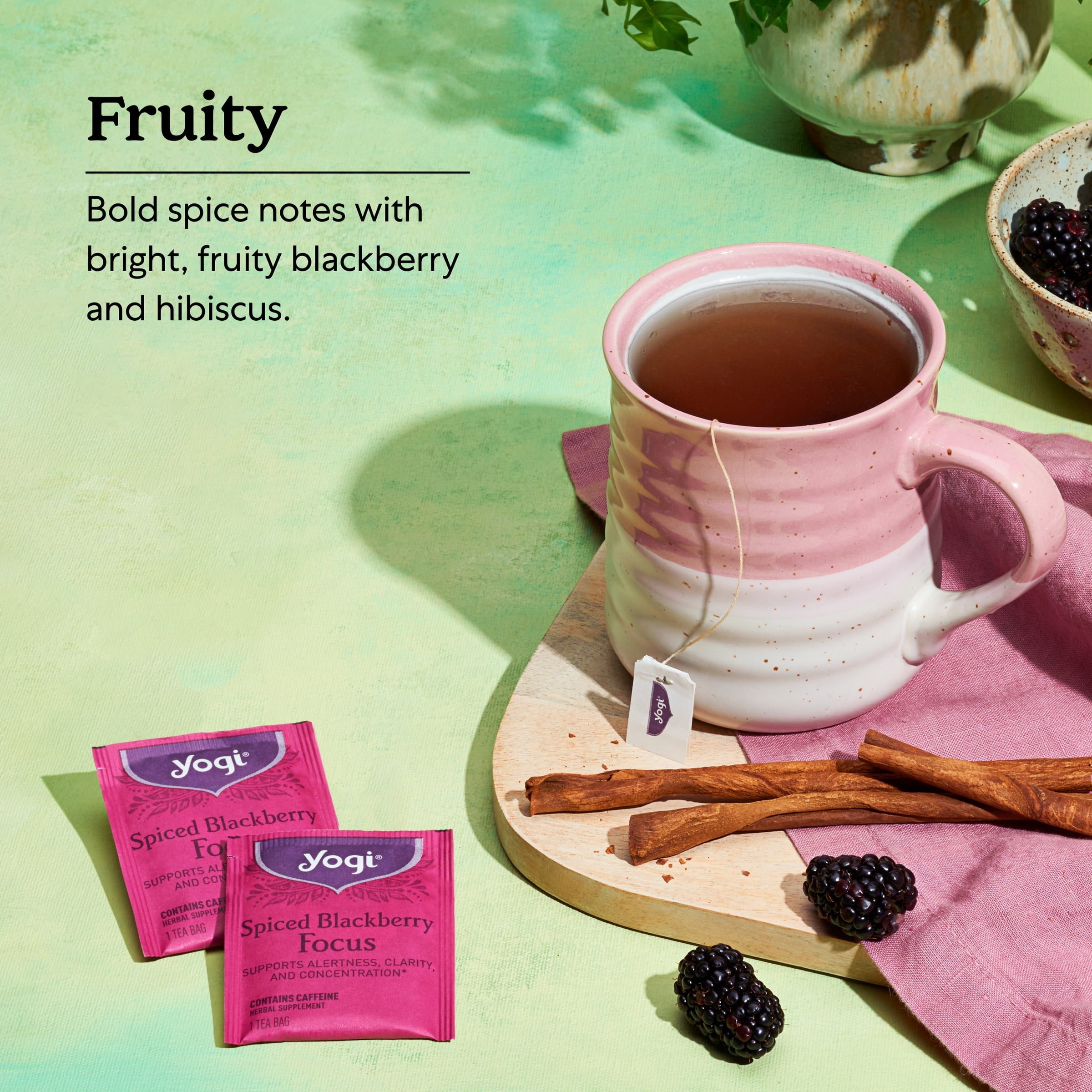 (4 pack) Yogi Spiced Blackberry Focus, Organic Black Tea Bags, 16 Count