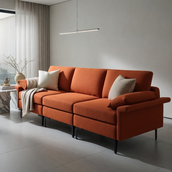 Topcobe Large 3-Seat Sofa Sectional with Metal Legs for 3-4 People, Couches for Living Room, Sofa Bed Sleeper for Adults, Stylish and Comfortable Design, Red