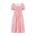 thumbnail image 1 of ITFABS Femmes Robe d'Été, Plaid Cou Carré Manches Courtes Bulle une-Pièce pour les Dames, 1 of 9