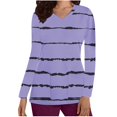 thumbnail image 1 of Cameland Hauts de Sarrau d'Infirmière pour Femmes à Rayures Uniforme de Travail Manches Longues Col en V Blouse T-shirt de Tenue de Travail avec Poches Sarraus pour Femmes, 1 of 4