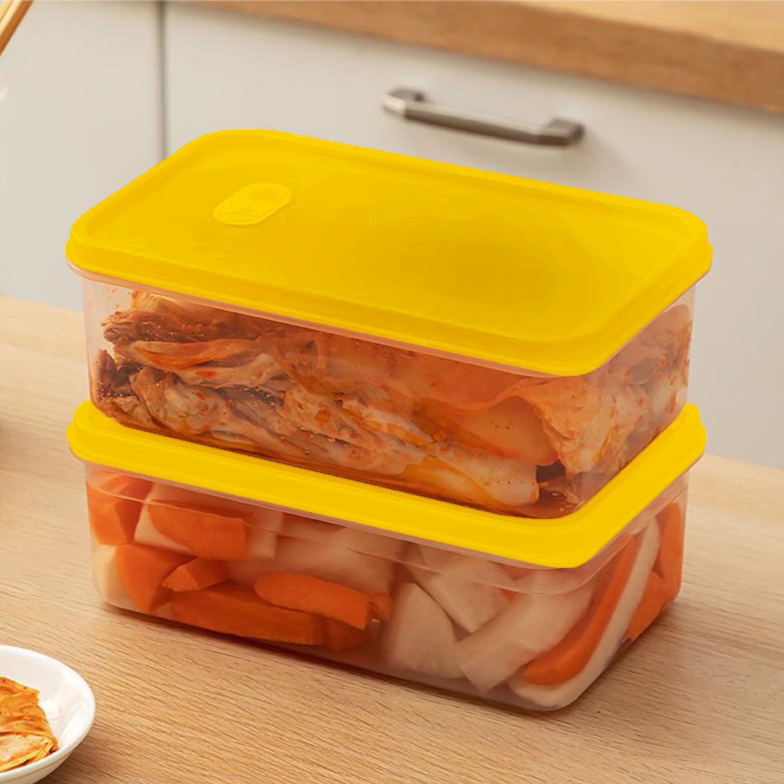 Kitchen Large Capacity Food Storage Box with Lid, Airtight Food Storage Container Plastic Storage Bins Stackable Clear Storage Bins for Home and Office Organization