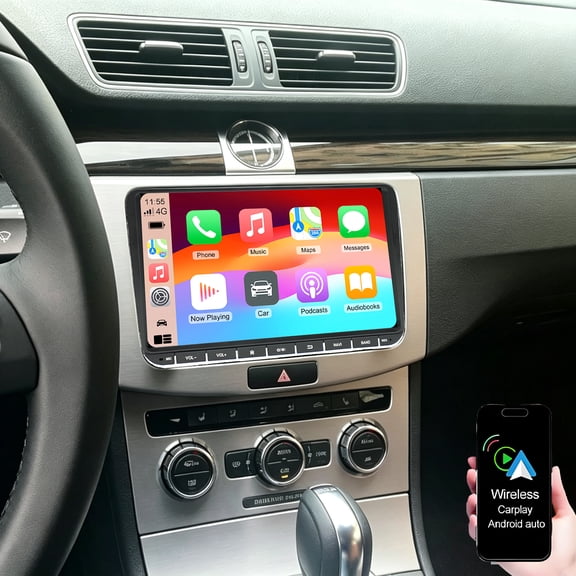 Dexico Android 15 Car Stereo for VW Passat 2006-2015 Support Wireless Apple Carplay Android Auto 9 inch Touchscreen Car Radio with GPS Navigation Bluetooth WiFi FM RDS Mirror Link SWC Backup Camera
