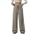 thumbnail image 2 of PNTUTB Women's Casual Solid Color Lightweight Drapey Elastic Waist Drawstring Relaxed Comfortable Wide Leg Pants, 2 of 6