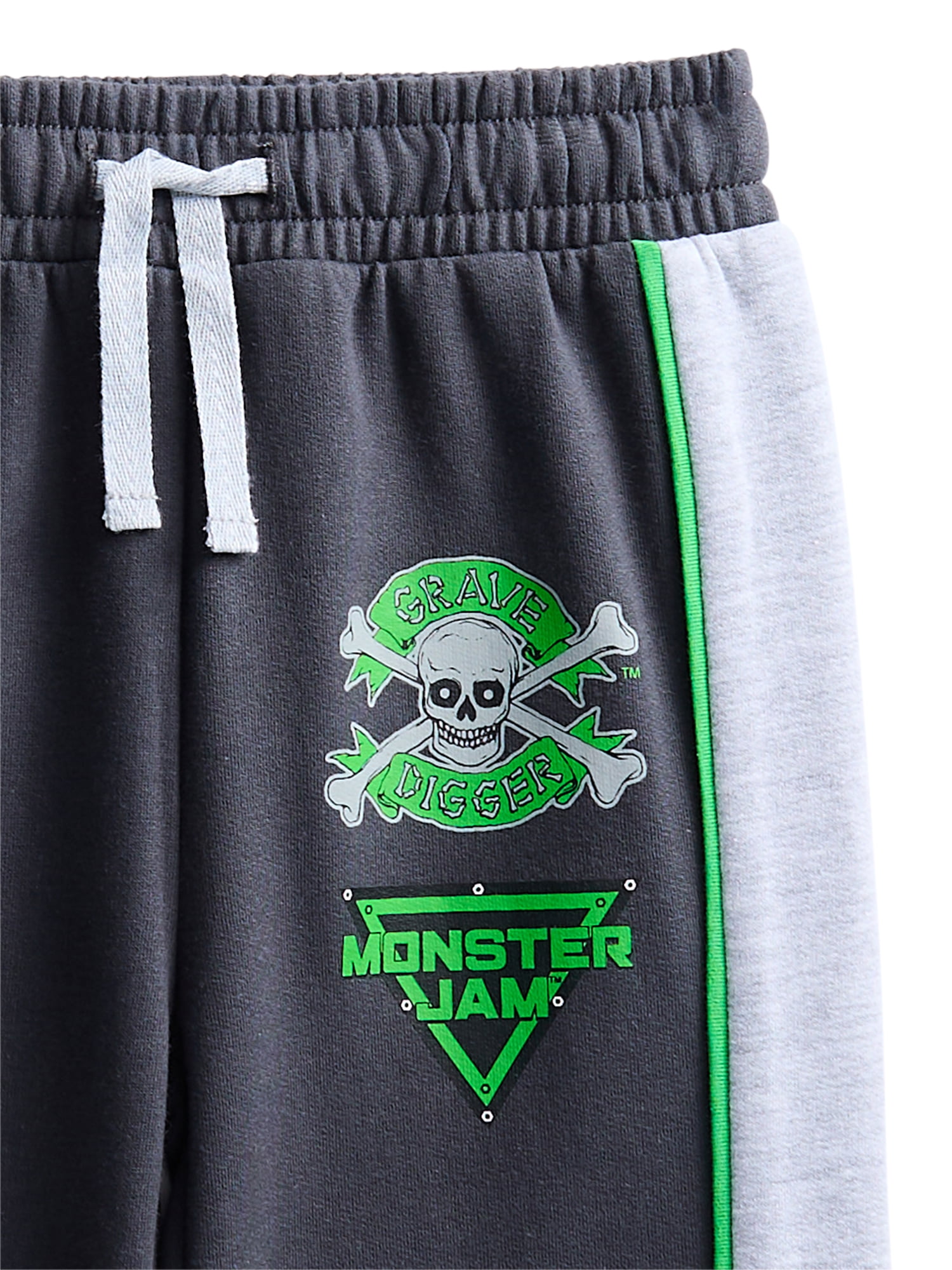 Monster Jam Boys Grave Digger Fleece Crewneck and Pants, 2-Piece Set, Sizes 4-12