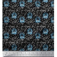 thumbnail image 1 of Soimoi Black Silk Fabric Bag & Shopping Girl Fashion Print Fabric by the Yard 42 Inch Wide, 1 of 1
